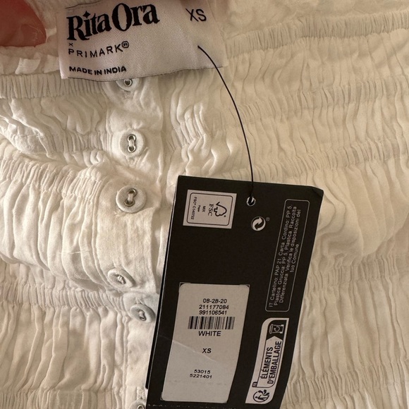 NWT Rita Ora X Primark White Button Front Dress Mini Stretchy Top Size XS - Picture 9 of 9